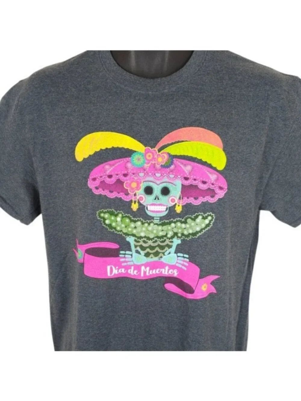 Dia De Muertos T Shirt Mens Size Medium Gray Day Of The Dead Sugar Skull